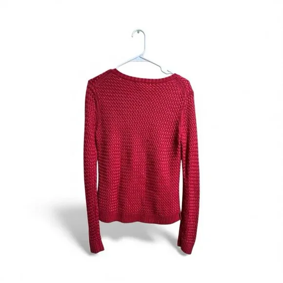 Banana Republic Textured Knit Sweater Women’s Small – Red Rayon Cotton Blend - Picture 3 of 5